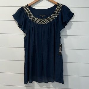 NWT Navy Blue Blouse. 1063.